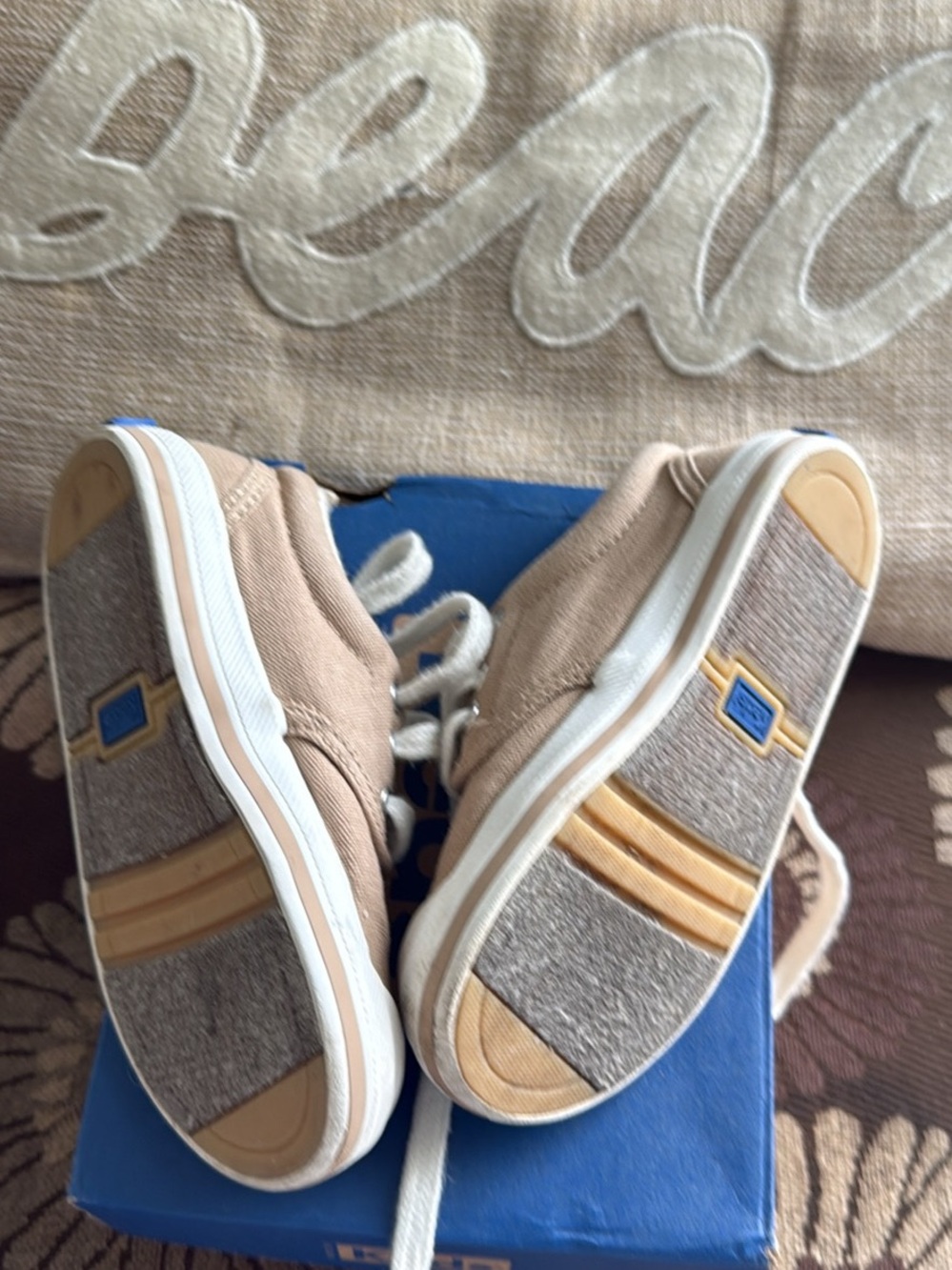Keds Toddler/Tween Beige and Tan Canvas Sneakers